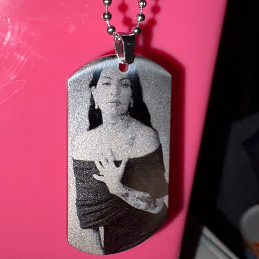 Cazzu Photo Dog Tag Double sided Necklace